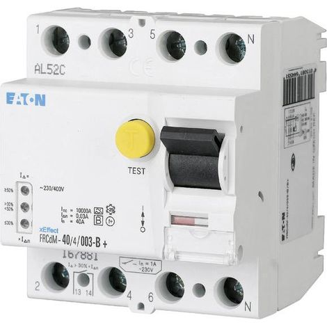 Interrupteur différentiel Élec. FRCdM 30mA 4P Type G/B+ 63A 000167882 EATON FRCDM 63/4/003 G/B+