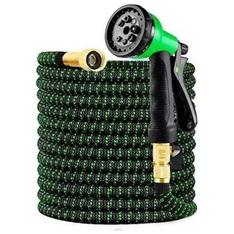 QORVA-Tuyau d'arrosage, tout nouveau tuyau d'arrosage 2021 extensible 8 m/25 pieds avec raccords en laiton massif 3/4", tissu extra résistant - tuyau extensible flexible avec buse de pulvérisation d'e