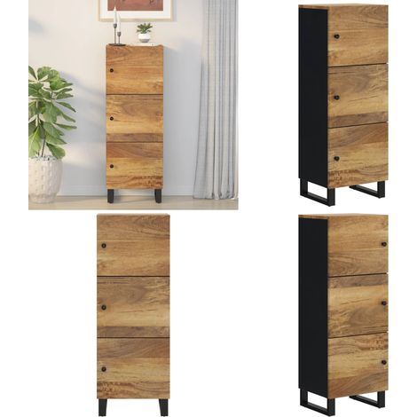 Buffet avec 3 portes 40x33x110 cm bois massif manguier et fer - Buffet Industriel - Meuble Rangement - Bois Massif - Manguier - Meubles Salon - Home & Living (1/5)