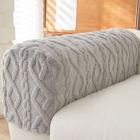 Housses d'accoudoirs de canapé - Lot de 2 - Housses de protection - Largeur : 16,5-20,5 cm, Longueur : 46-54 cm - Gris (1/4)