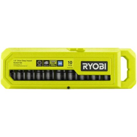 Set di 10 prese RYOBI per auto - 1/2 quadro - da 10 a 24 mm - RHDIS10PC