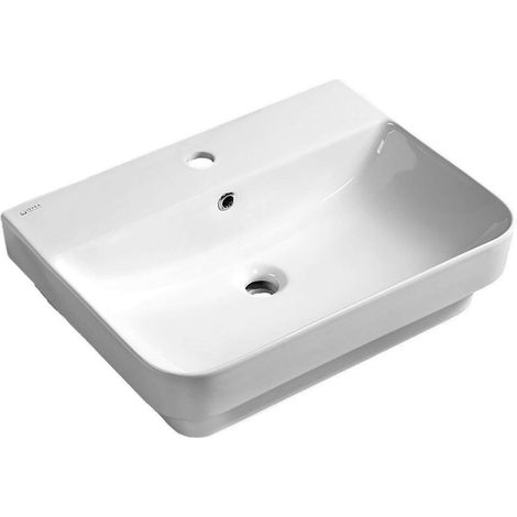 Sapho Isvea Sott Aqua - Einbauwaschtisch 48x42 cm, mit 1 Hahnloch, weiß 10SQ50048