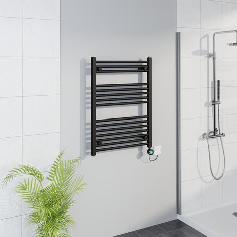 WiFi Thermostatic Straight Towel Rail Timer Black 800x600mm (1/5)