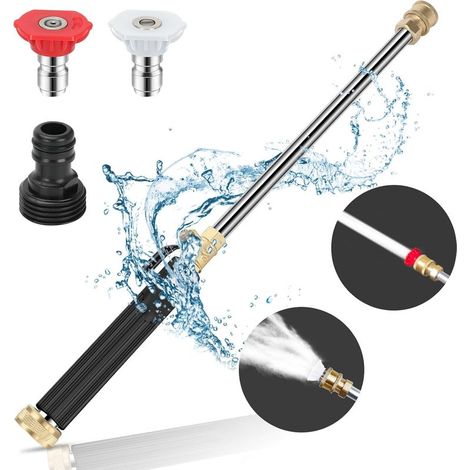 Jet Nozzle Power Washer pour tuyau d'arrosage avec 2 buses haute pression et raccords rapides Jet High Pressure Washer Tools (1/5)