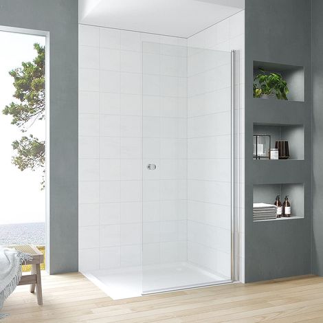 Duschwand Glas Drehtür Duschtür für Walk in Dusche Pendeltür Schwingtür Duschabtrennung Duschtrennwand Einscheiben-Sicherheitsglas (ESG) 5 mm AQUABATOS® 5. 95x187 cm (1/5)