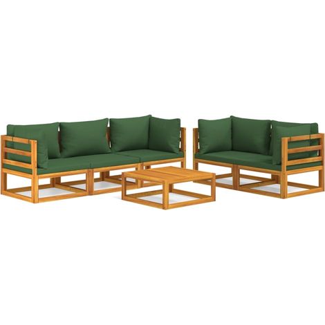 Maison Exclusive - Set Salotto da Giardino 6pz con Cuscini Verdi in Legno Massello