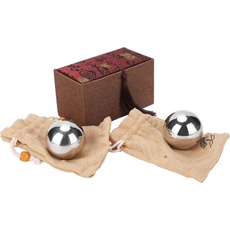 Lot de 2 billes en acier inoxydable 304 massif pour la rééducation, le fitness et le massage, diamètre 50 mm.