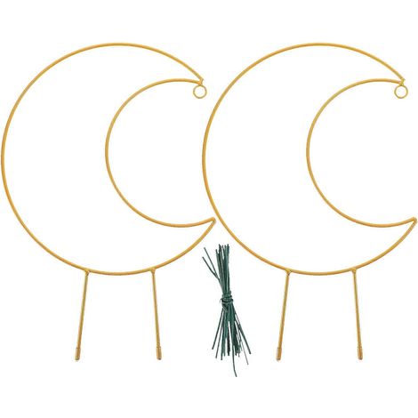 Support pour plantes grimpantes en métal en forme de lune, lot de 3, treillis doré pour intérieur et extérieur, empêche l'enchevêtrement des tiges et protège les plantes. (1/5)