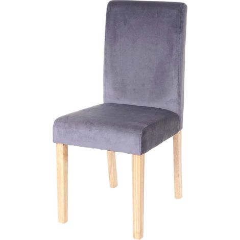 Chaise de salle à manger Littau, chaise de cuisine, velours - gris, pieds (1/5)