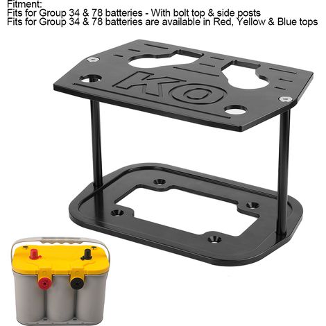 Support de fixation de plateau de batterie en acier inoxydable pour batterie Optima 34/78, dessus rouge et jaune, noir (1/4)