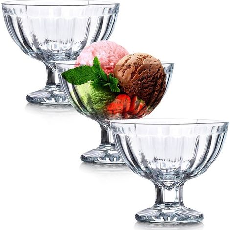 Tres elegantes cuencos de postre de cristal, aptos para lavavajillas. (1/5)