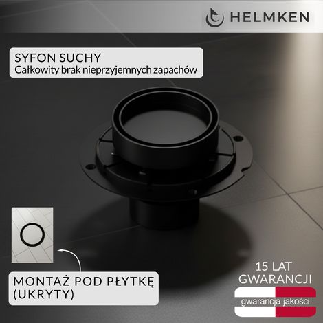 Desagüe puntual Helmken 37U032MB, 100 x 100 mm, negro mate. (1/5)