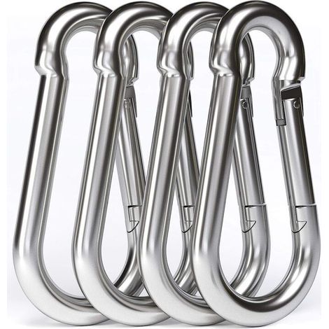 FENOPLASTICA4PCS - M10 Mousqueton en Acier Inoxydable 304 - Grand Mousqueton Inox 100mm de Fixation Capacité de Charge de 750 kg, Crochet Mousqueton Hamc Balancoire - 100mm x φ10 mm (1/4)