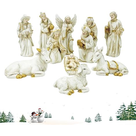 Crèche De Noël 11 Pièces - Scènes de Nativité pour Célébrations de Noël - Décoration Religieuse Pour Maison Église Fêtes (1/5)
