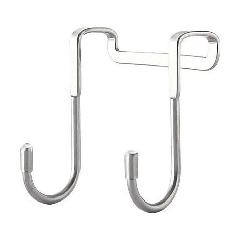 Double crochet de porte sans perceuse crochet en acier inoxydable crochet de porte de douche cuisine salle de bain salon double crochet crochet de porte (1/5)