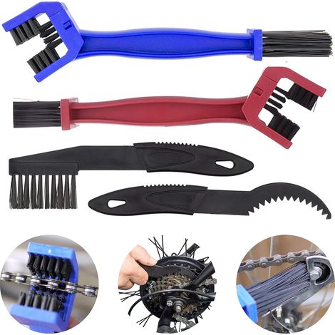 Cepillos de limpieza para bicicletas y motocicletas (paquete de 4), cepillo de nailon para eliminar la suciedad de la cadena, kit de limpieza para mantenimiento de motocicletas, limpiador de cadena.