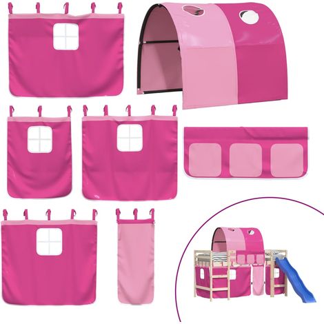 Rideaux pour lit mezzanine avec tunnel rose polyester CFW72584 (1/5)