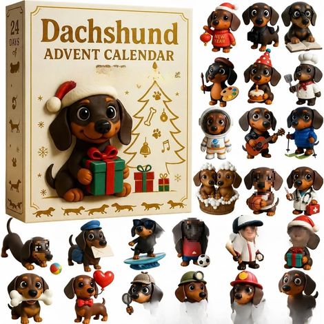 New 2026 Dachshund Advent Calendar - Dachshund-themed Christmas Countdown Calendar