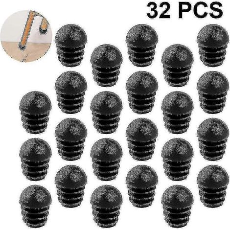 Lot de 32 bouchons de tuyau à extrémités rondes et lamellaires - 25 mm - Noir (1/4)
