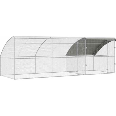 Maison Exclusive - Cage à poules 3 pcs Argenté 600 x 200 x 200 cm Acier et PE (1/4)