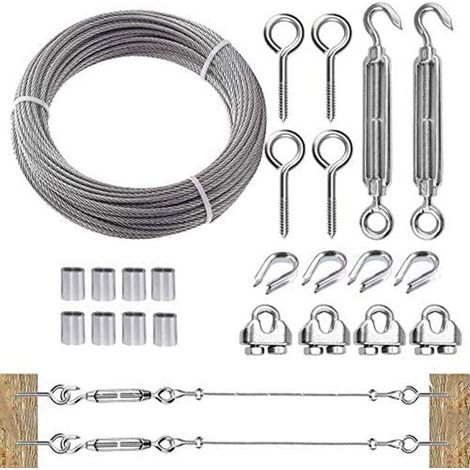 5-meter transparent plastic-coated steel wire rope set for indoor and outdoor use, stainless steel clothesline and curtain rope (1/5)