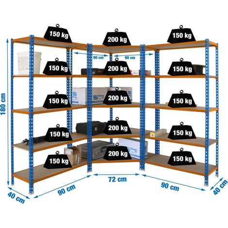 Simonrack PACK MADERCLICK mensola angolare blu arancione legno