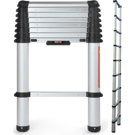 Échelle télescopique en aluminium à 8 marches Échelle extensible Échelle pliante Charge maximale : 150 kg (1/5)