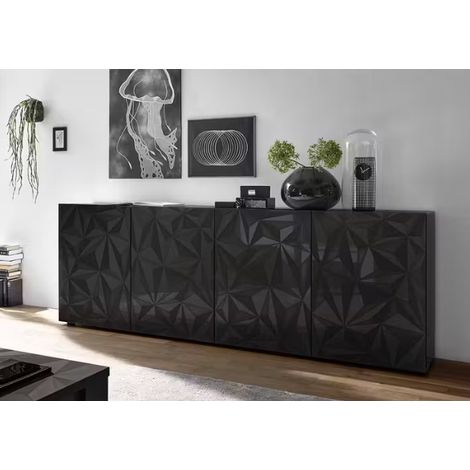 Buffet PRISMA 4 portes – Design géométrique noir (1/3)