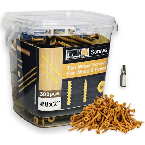 Vis à Bois Jaune, 300PCS 82" - Fixation Clôtures/Étagères, Extérieur/Intérieur, Revêtement Protecteur, Pour Bricoleurs & Professionnels (1/5)