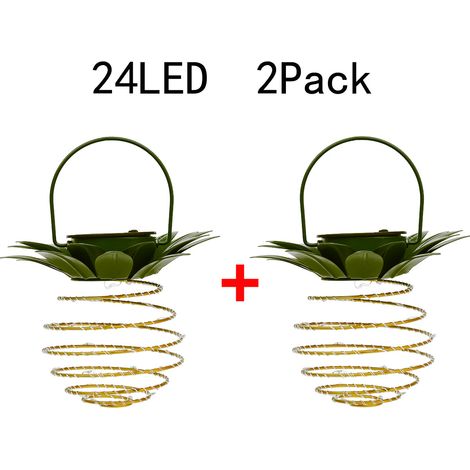 Lot de 2 lampes solaires ananas d'extérieur, lampes solaires suspendues étanches (24 LED)-AquaForge (1/5)