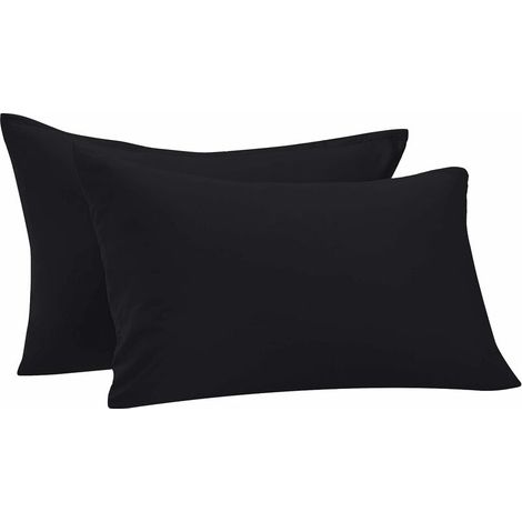 Taie d'oreiller de couleur pure-50 x 30 cm x 2, noir (1/4)