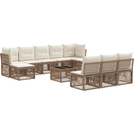 vidaXL Set Divano da Giardino 11 pcs Beige polyrattan