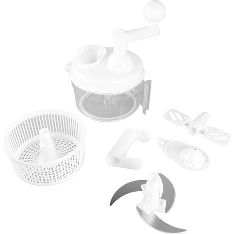 Hachoir à légumes multifonction blanc, coupe-légumes manuel à manivelle, outil de cuisine pratique (1/5)