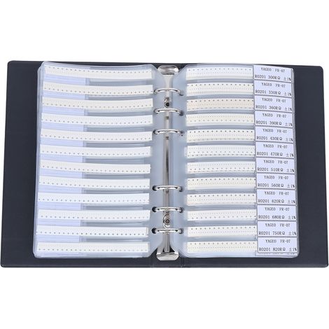 Kit d'assortiment de résistances de valeur 0201 170, composants électroniques, livre d'échantillons en plastique, noir (1/5)