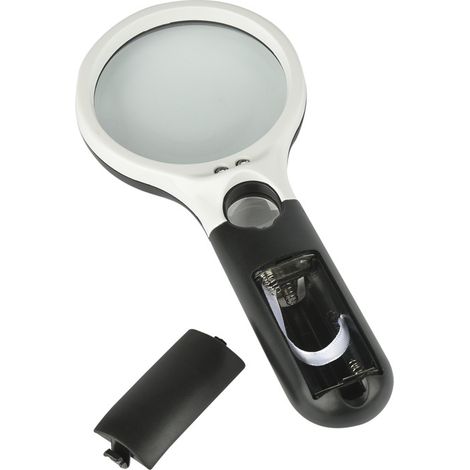 Loupe éclairante blanche et noire à double lentille en verre, lampe LED puissante et portable à 3 LED, idéale pour la lecture, l'inspection, les lois (1/5)