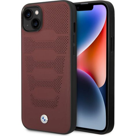 Étui BMW BMHCP14S22RPSR pour iPhone 14/15/13 6,1" bordeaux/bordeaux, motif sièges en cuir