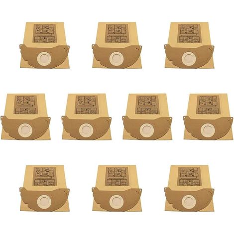 Lot de 10 sacs d'aspirateur de rechange pour Karcher A2000 2003 2004 2014 2024 2054 2064 2074 S2500 WD2200 2210 2240 (1/5)