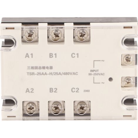 Relais Statique Triphasé SSR Haute Vitesse de Commutation Silencieux 90‑250VAC vers 24‑480VAC TSR 25AA 25A (1/5)