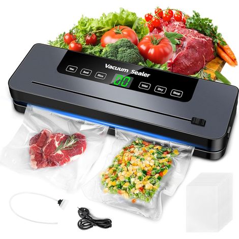 Machine Sous Vide Alimentaire, Machine à emballer sous vide Multifonction avec Sacs Sous Vide, Automatique Secs et Humides Appareil sous vide avec Couteau Coupe, Tuyau D'aspiration D'air (1/5)