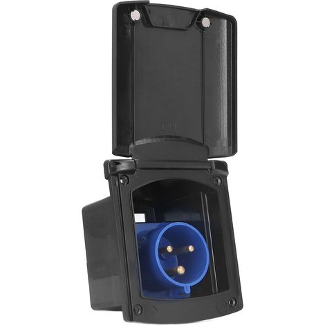 Prise électrique extérieure 32A 220V-250V RV camping-car, boîtier étanche encastrable 3 broches, noir, pour caravane et véhicule de loisir (1/5)