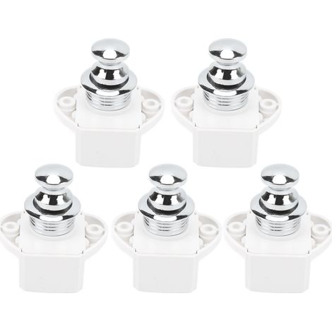 Lot de 5 verrous à bouton-poussoir en alliage de zinc sans clé pour portes de 14 à 16 mm d'épaisseur (1/5)
