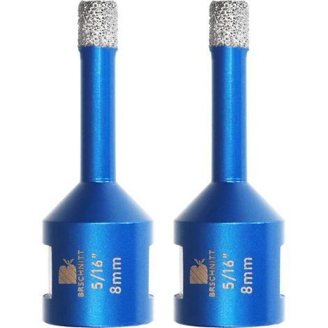 Un ensemble de deux scies cloches diamantées brasées sous vide avec filetage 5/8-11 (8 mm), robustes et durables. (1/5)
