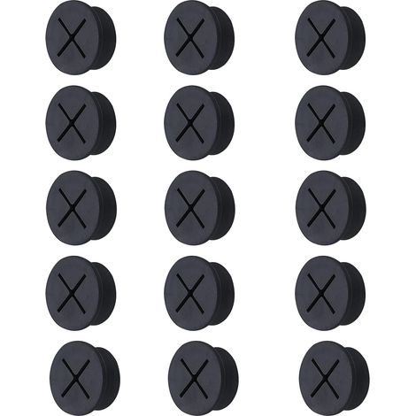 Passe Câble en Silicone, Oeillets de Trou de Câble, Couvercle de Trou de Câble, Câble Oeillet, Passe Câbles en Plastique, Trou Passe Câbles Ronds, pour Les Bureaux Couvercle Trou Rangement, 15 Pièces (1/5)