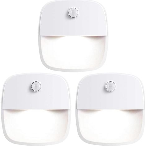 Lampe à détecteur de mouvement, lot de 3 veilleuses à détecteur de mouvement fonctionnant sur piles, pour une utilisation intérieure (1/5)