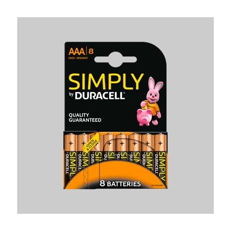 PILE 'SIMPLY' MINISTILO SERIE 8 Blister 8 Pezzi - 10 pezzi- DURACELL