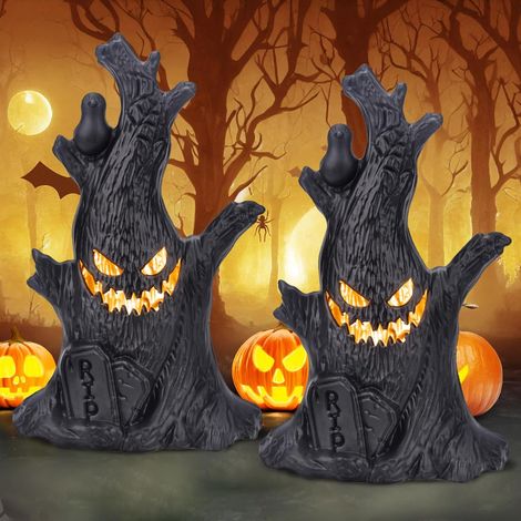 Halloween-Geisterbaum-Lichterkette, 2-teilige LED-Halloweenlaternen, Halloween-Geisterstumpf, Tischdekoration für drinnen und draußen, Halloween-Deko-Zubehör, Partydekoration (1/5)