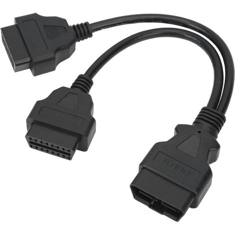 Câble OBD2 16 broches séparateur d'extension 1 vers 2 adaptateur connecteur diagnostic voiture rallonge 11,8 pouces (1/5)