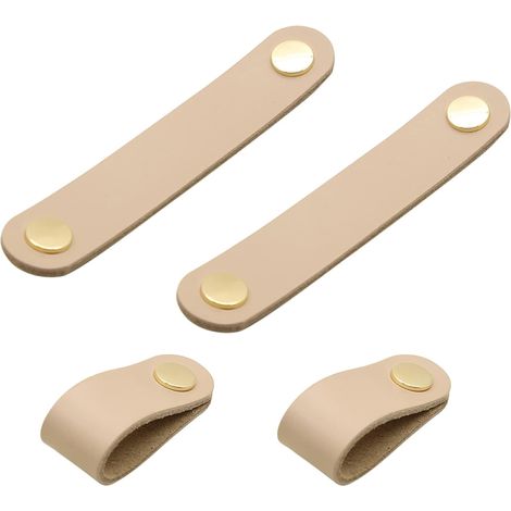 pièces Poignee Cuir Boutons de Meubles Poignées en Cuir Boutons de Porte en Cuir de Fenêtre Boutons de Porte de Garde-robe pour Armoires Meubles.（Kaki）