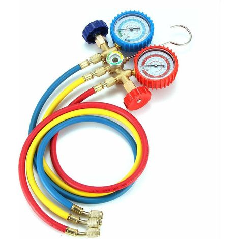 Kit de Recharge de Tuyau de Mesure de Charge de Réfrigérant de Climatisation Tuyau de Recharge avec Jauge pour Voiture Climatisation R12 R22 R134a R502