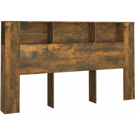 vidaXL Testiera con Scomparti Rovere Fumo 180x18,5x104,5 cm